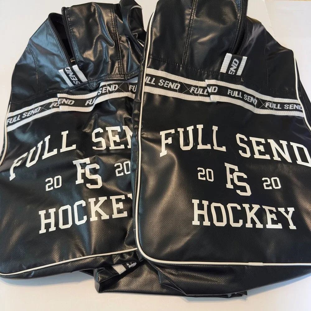 Full Send Hockey 2020 Equipment Bag Black White Logo Tarpaulin Sports Gym Bag